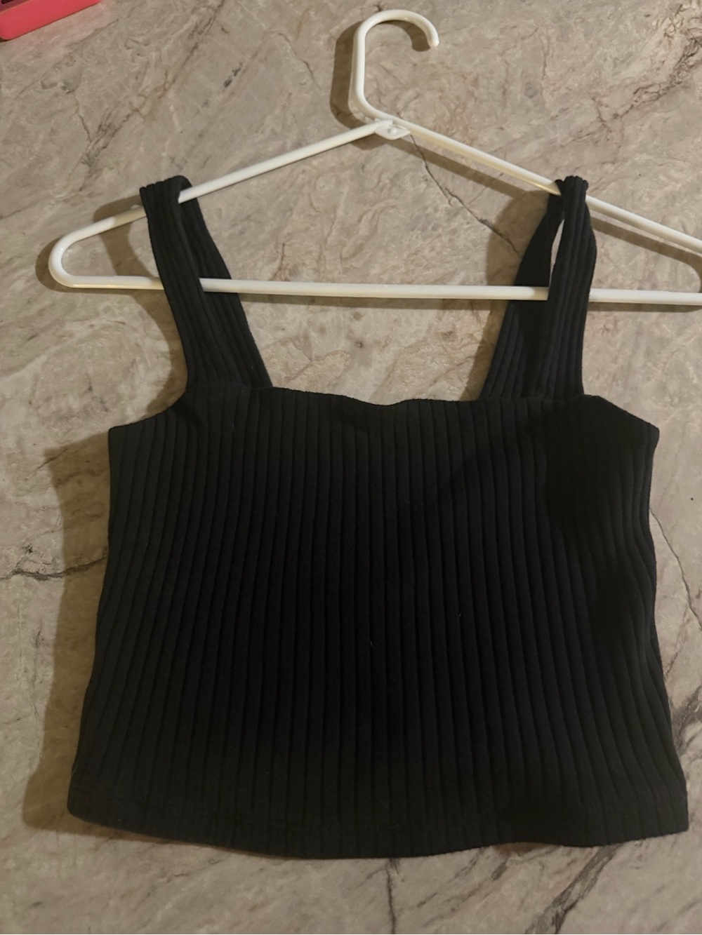 American Eagle Outfitters Black Ribbed Square-Neck Tank